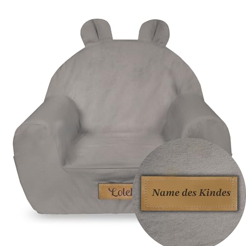 Flumi Personalisierte Kindersessel – Babysessel - Kindersitz fur Kinderzimmer Spielzimmer – Mikrofaser Sessel mit Gravur Kindername von Flumi