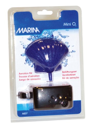 Marina Mini Belüftungsset für Aquarien bis 20l, besteht aus Durchlüfterpumpe, Ausströmerstein und Luftschlauch von Marina