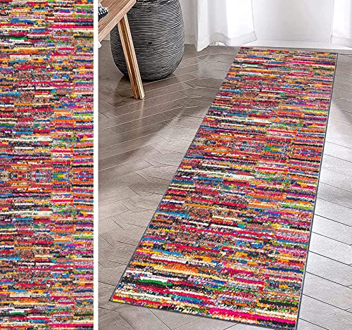 Teppich Läufer Flur 70x140cm rutschfest Teppichläufer Waschbar Multi Stil Eingangsteppich Schmutzfangmatte Innen Lange Fußmatte für Innen Außen Küchenteppich Teppich für Wohnzimmer Schlafzimmer von Flyace