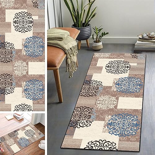 Teppich Läufer Flur rutschfest Multi Stil und Größe Teppichläufer Waschbar Eingangsteppich Schmutzfangmatte Fußmatte für Innen Außen Küchenteppich Teppich für Wohnzimmer Schlafzimmer 50x100cm von Flyace