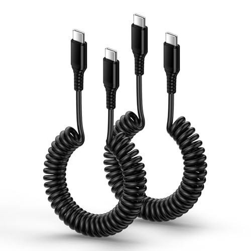 USB C auf C Handy Kabel Spiralkabel, 2 Stück 1.8M Typ C Android Auto Ladekabel Schnellladekabel for Samsung Galaxy S24 Ultra S23 FE S22 S21 S20 S10 A12 A13 A14 5G A22 A33 A34 A52 A54, Huawei, Xiaomi von FoBrown