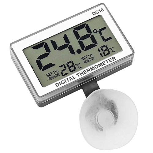 Focket Aquarium Thermometer,DC16 LCD Digital Aquarium Thermometer wasserdichte Temperatur Thermometer mit Saugnapf Passt für Aquarium von Focket