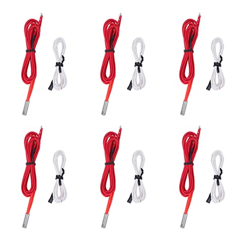 Heizungsrohr, 6 Stück Thermistor 12V 40W Heizrohrrohr Heizrohr aus Edelstahl Isoliertes Kabel Heizpatrone Kratzfestes ABS Stabile Struktur Zubehör für 3D-Drucker von Fockety