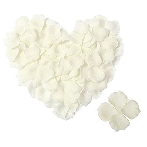 4000pcs Rosenblätter Für Hochzeiten, Seide Rosen Blätter, Romantische Rosenblüten Deko Rot, Geschmacklose Rosen Blütenblätter für Tischdekoration, Valentinstag, Hochzeitsgang, Bett, Party, Bad (Weiß) von Fodlon