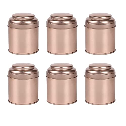 Folceretsc 6 Stück Mini-Teedosen mit Luftdichten Doppeldeckeln, Mini-Blechdosen und Kleine Runde Küchenkanister für Tee (Roségold) von Folceretsc