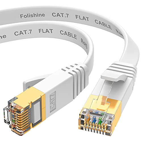 Folishine Cat7 Ethernet Kabel 5m, Hochgeschwindigkeits- Gigabit RJ45 LAN Netzwerkkabel, 10Gbps 600Mhz Internet Patchkabel für Switch Router Modem Patch Panel PC (weiß) von Folishine