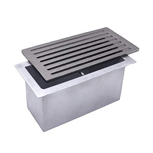 Grillrost aus Gusseisen 29,5 x 15 x 1 mit Ascheschublade für Kamin von Fonderia Bongiovanni