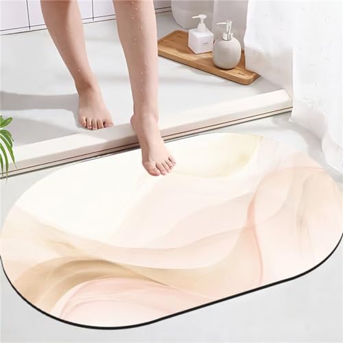 Badematte Rutschfest 80x120cm, Super Absorbierende Badezimmerteppich, Schnelltrocknende Badematte Duschvorleger Schnelltrocknende, Badvorleger Rutschfest Waschbar Dusche, Badewannen, Badezimmer Cream von Fooyho