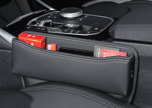 ForGue Autositz LüCken Organizer für Audi A4 B8 B7 B6 B5 8D 8E2 8EC 8K Leder Multifunktionale Auto Sitzlückenbox Anwendbar Vordersitz Autositz Seitentaschen Aufbewahrungsbox,Black Style von ForGue