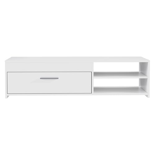 Forte LOWBOARDS TV-Schrank 120, weißer TV-Unterschrank mit 1 Tür, modernes Lowboard, Holzwerkstoff, Weiß, 120 cm breit x 31,8 cm hoch x 42,1 cm tief Forte LOWBOARDS TV-Schrank 120, weißer TV-Unterschrank mit 1 Tür, modernes Lowboard, Holzwerkstoff, Weiß, 120 cm breit x 31,8 cm hoch x 42,1 cm tief von Forte Möbel