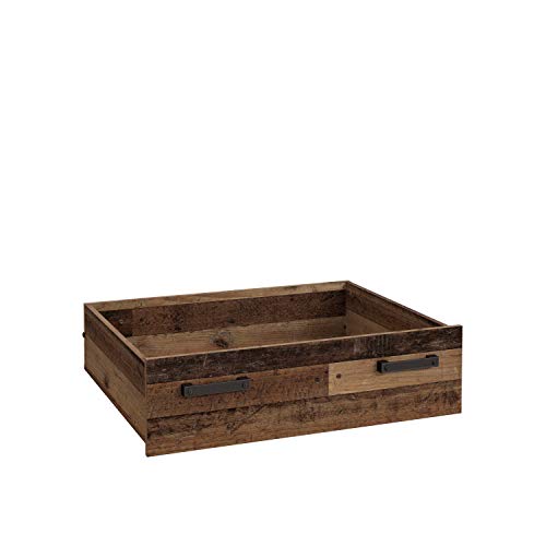 FORTE Clif Schublade zum Bett, Holzwerkstoff, Old – Wood Vintage/ Betonoptik Dunkelgrau, 67,4 x 84,1 x 24 cm von Forte