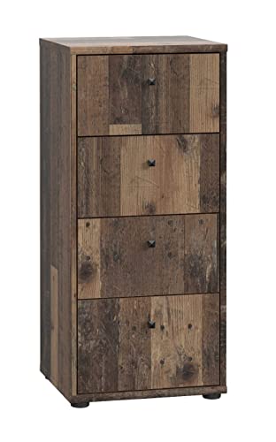 FORTE TEMPRA 2 Kommode mit 4 Schubladen, Holzwerkstoff, Old – Wood Vintage Dekor, (B x H x T) 38,6 x 85,5 x 34,8 cm von Forte