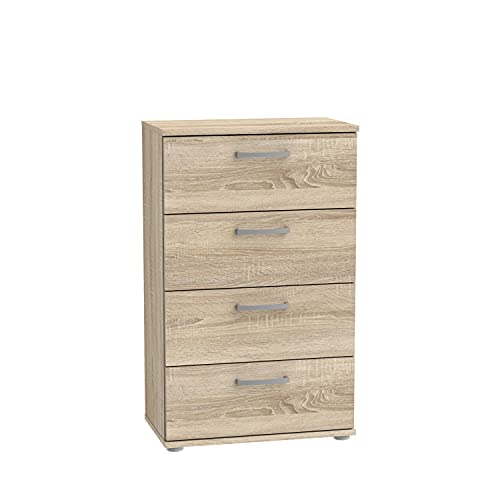 FORTE Niko Kommode mit 4 Schubladen, Holzwerkstoff, Sonoma Eiche, 82 x 50 x 29 cm von Forte