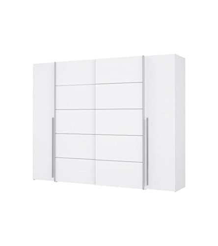 Forte Narago Schrank 270, weißer Kleiderschrank, Schwebetürenschrank mit Drehtüren, Weiß Matt, 270,3 cm breit x 210,5 cm hoch x 61,2 cm tief Forte Narago Schrank 270, weißer Kleiderschrank, Schwebetürenschrank mit Drehtüren, Weiß Matt, 270,3 cm breit x 210,5 cm hoch x 61,2 cm tief von Forte
