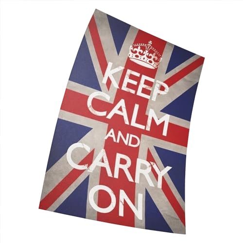Poster Keep Calm Carry On Motivational WWII British Morale Union Jack Flag Cool 38 x 58 cm (380 x 580 mm) von Fortiaboot