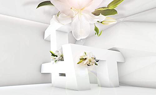 Forwall Fototapete Blumen weiß Lilien 3D EFFEKT Illusion Optisch Wohnzimmer Schlafzimmer Vlies Tapete Wandtapete UV-Beständig Hohe Auflösung Montagefertig (12131, VEXXXL (416x254 cm) 4 Bahnen) von Fototapete Consalnet