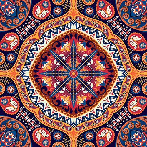 Forwall Fototapete Vlies Tapete Wanddeko Mandala Orient - Paisley Blumen Gelb Rot Blau Moderne Wanddekoration Wandtapete Vliestapete 10142V8 368cm x 254cm Schlafzimmer Wohnzimmer von Fototapete Consalnet