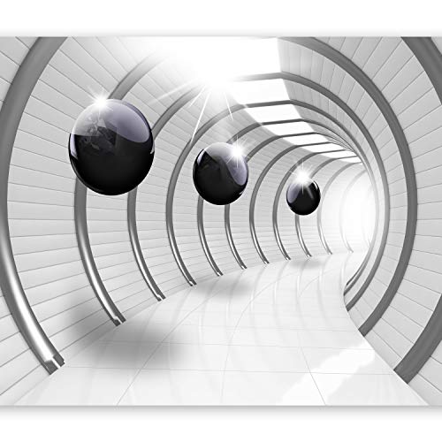 murando - Fototapete 3D Effekt 400x280 cm Vlies Tapeten Wandtapete XXL Moderne Wanddeko Design Wand Dekoration Wohnzimmer Schlafzimmer Büro Flur Tunnel Kugel Abstrakt schwarz weiß Tunnel a-C-0001-a-a von murando