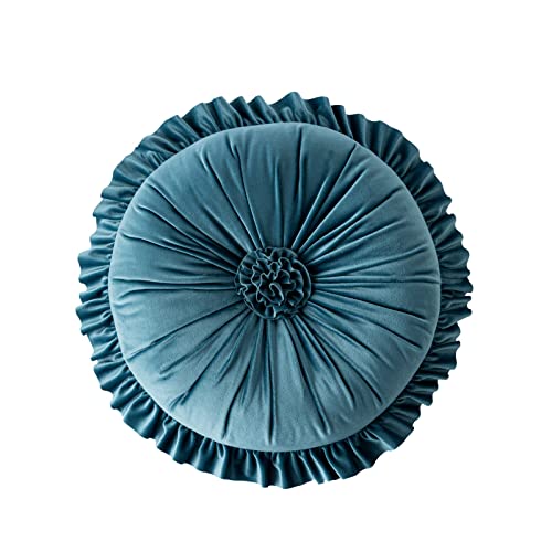 Fouriding Runde Blume Werfen Kissen 35CM Runde Blume Ruffle Kissen Kissen Boden Kissen für Wohnzimmer Sofa Bett Stuhl Boden Auto Home Decoration (Blau) von Fouriding