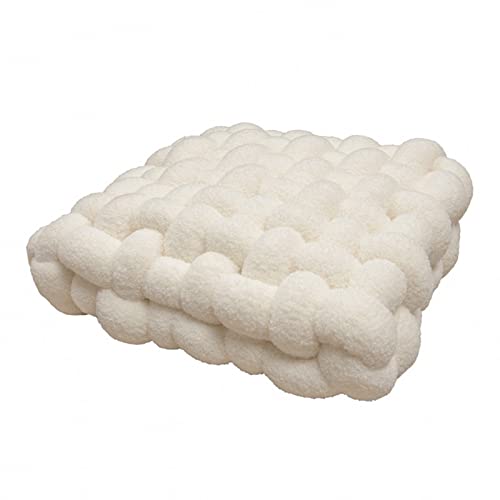 Fouriding Square Knot Wurfkissen,Square Lamb's Fleece Kissen Plüsch gewebt Kissen für Home Sofa Bett Stuhl Schlafzimmer Dekoration (40 * 45 * 12cm, Creme) von Fouriding