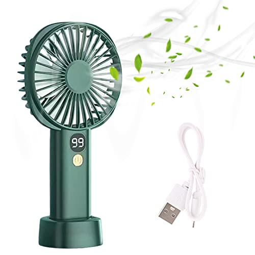 Fouvin Tragbarer Handventilator, Mini Ventilator mit 4000mAh Akku, 5 Windstufen und Turbo-Funktion, Kleiner Ventilator mit Ständer, Taschenventilator, für Zuhause, Büro oder auf Reisen (Grün) von Fouvin