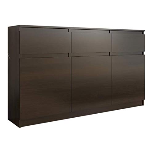 Framire S-3 Kommode in Wenge Eiche, Kommode mit 3 Schubladen, 3 Türen, Schrank für Schlafzimmer, Wohnzimmer, Bad, 98 x 120 x 40 cm von Framire