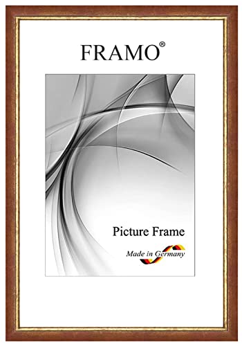 FRAMO Barock Bilderrahmen 29,7 x 42 cm (DIN A3) aus Massivholz | Rot Gold | Farbe/Größe wählbar | Retro Vintage Antik Rahmen N°066 von FRAMO