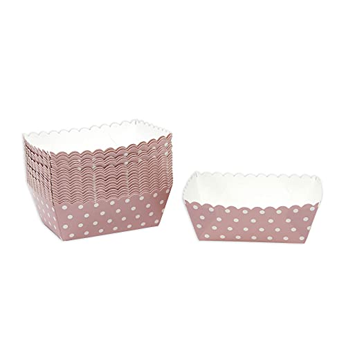 Frau WUNDERVoll® Kuchen Backformen 24 Stück, rosa weiße Punkte/Mini Kuchenform Backformen, Backförmchen, Muffin Backform, Papierbackform, Förmchen Papier Kastenform Einweg Backform von Frau WUNDERVoll