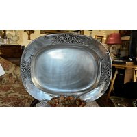 Wilton Pewter Art Deco Stil Ovale Tablett Platte von FrenchCountryGirl