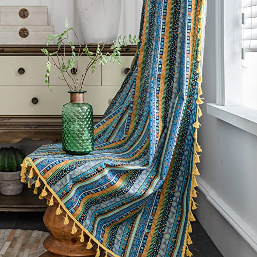 Freyamy Vorhang 220x150cm Böhmische Bunt Blau Baumwolle Leinen Landhausstil Vertikale Streifen Blickdicht Gardinen mit Beige Quasten 2er Set Makramee Verdunklungsvorhänge Gardinen für Wohnzimmer Freyamy Vorhang 220x150cm Böhmische Bunt Blau Baumwolle Leinen Landhausstil Vertikale Streifen Blickdicht Gardinen mit Beige Quasten 2er Set Makramee Verdunklungsvorhänge Gardinen für Wohnzimmer von Freyamy