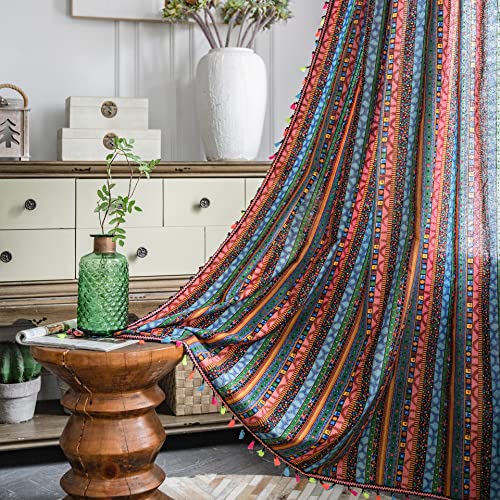 Freyamy Vorhang 220x150cm Böhmische Bunt Grün Baumwolle Leinen Landhausstil Vertikale Streifen Blickdicht Gardinen mit Beige Quasten 2er Set Makramee Verdunklungsvorhänge Gardinen für Wohnzimmer Freyamy Vorhang 220x150cm Böhmische Bunt Grün Baumwolle Leinen Landhausstil Vertikale Streifen Blickdicht Gardinen mit Beige Quasten 2er Set Makramee Verdunklungsvorhänge Gardinen für Wohnzimmer von Freyamy