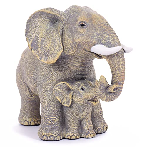 Niedliche Elefanten-Figuren, Heimdekoration, FriyGardcn Glücksbringer Elefant mit dem Baby Elefant Statue Dekor für Regal, gute Geschenke für Elefantenliebhaber, Schlafzimmer, Büro .. von FriyGardcn