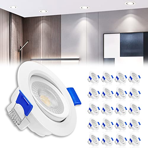 Froadp 20 Stück Einbauleuchten Decken, 230V LED Deckenleuchte Flach Einbaustrahler Set, Kunststoff Deckenspots Haushalt, 5W Ultraslim LED Spots für Wohnzimmer Bad Küche Büro (Kaltweiß 6500K) von Froadp