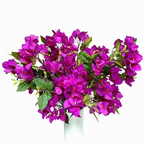 Frosilva 8 Stück Künstliche Blumen Stiele Seide Bougainvillea Zweige für Hochzeit Tafelaufsätze, Tischläufer, Innen- und Außendekoration - 76,2 cm (Dunkelviolett) von Frosilva