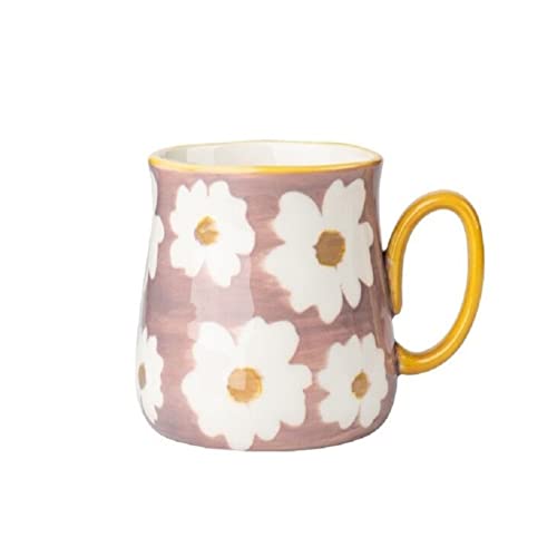 FülleMore Kaffeetasse Kaffeebecher aus Porzellan 450ml große Teetasse Blumenmuster Becher mit Henkel für Kaffee, Tee Milch, Kakao,Cappuccino,Saft (Rosa) von FülleMore