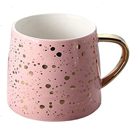 FülleMore Keramik Kaffeebecher mit Henkel glänzende Pailletten Kakaobecher 320ml Teetasse Kaffeetasse Geschenk Keramikbecher Bürotasse (Rosa) von FülleMore