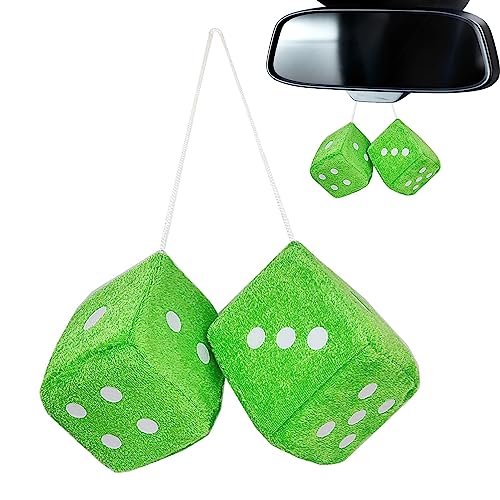 Plüschwürfel EIN Paar Aufhängen Fuzzy Plüsch Würfel 7cm Fuzzy Dice Hanging Charm Auto Auto Rückspiegel Hanging Zubehör für Auto Dekoration für Auto innen Ornament Dekoration von Fulenyi