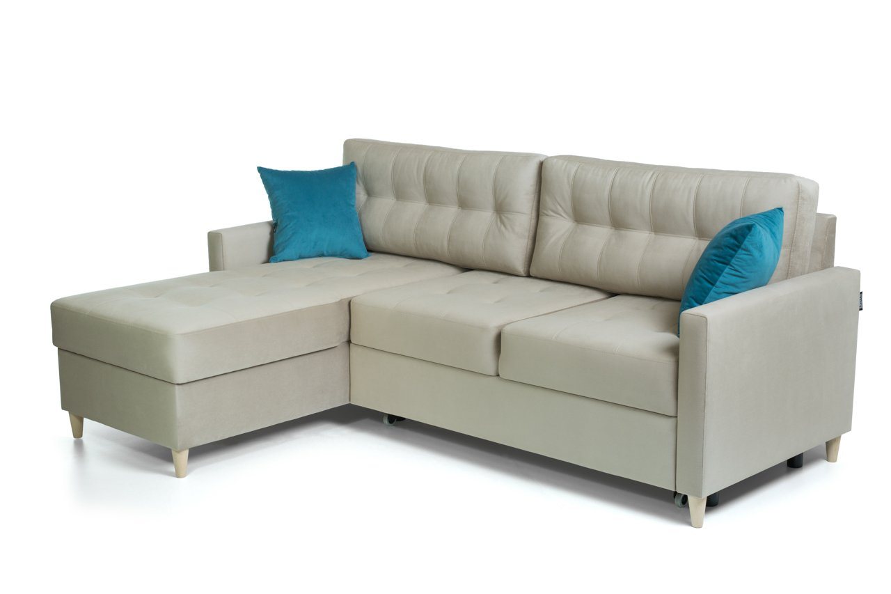 Fun Möbel Ecksofa Ecksofa Schlafsofa MOLDE mit Ottomane in Stoff, mit Schlaffunktion, inkl. 2 Zierkissen Fun Möbel Ecksofa Ecksofa Schlafsofa MOLDE mit Ottomane in Stoff, mit Schlaffunktion, inkl. 2 Zierkissen von Fun Möbel