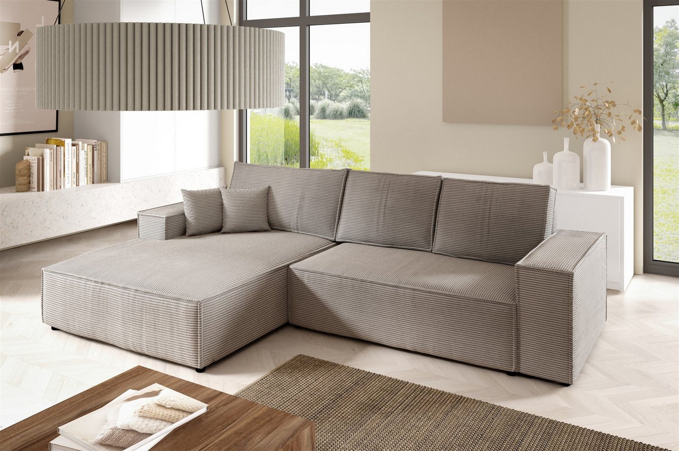Fun Möbel Ecksofa Schlafsofa Sofa CORUNIA in Stoff Poso, Ottomane Links oder Rechts, Bettkasten, Rundumbezug Fun Möbel Ecksofa Schlafsofa Sofa CORUNIA in Stoff Poso, Ottomane Links oder Rechts, Bettkasten, Rundumbezug von Fun Möbel