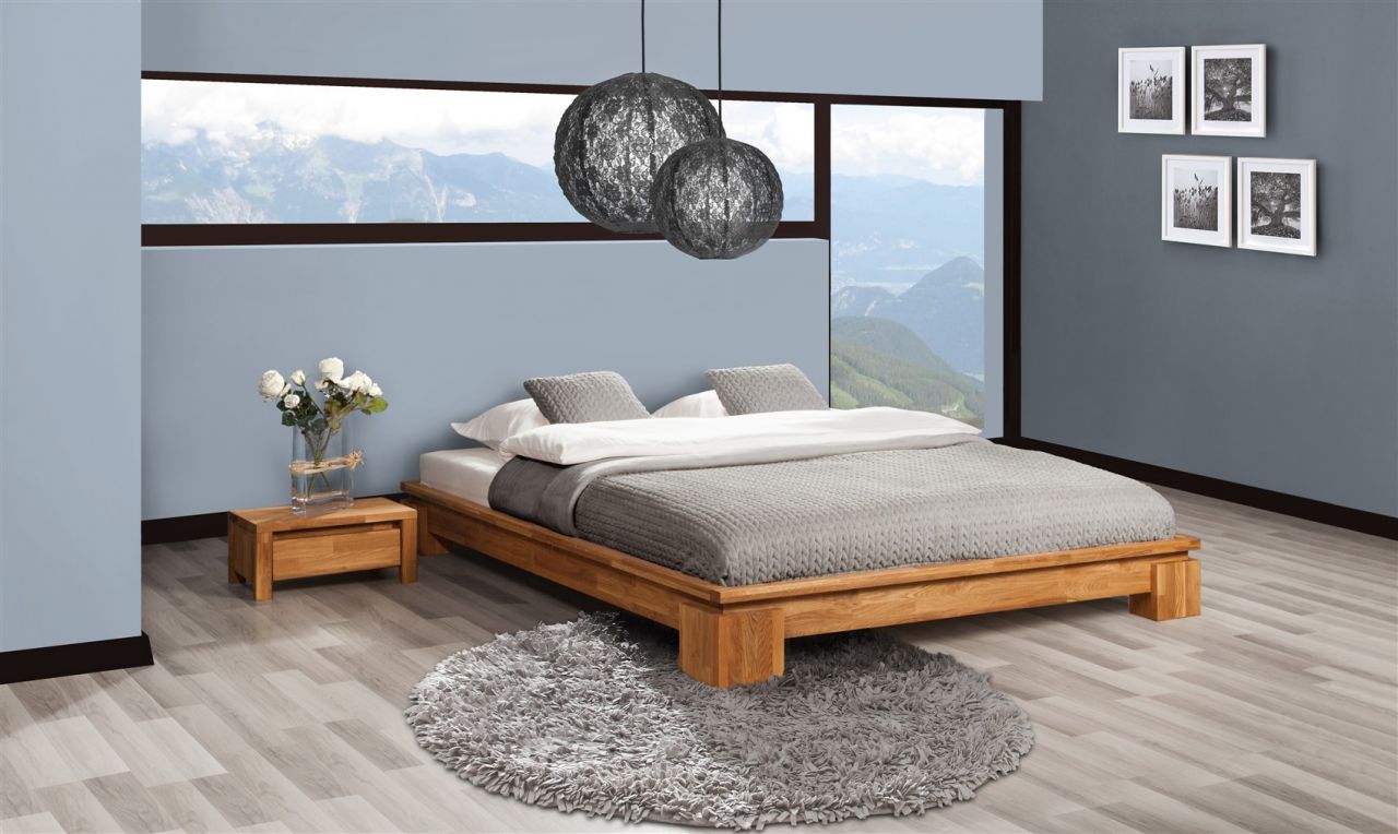 Futonbett Bett Schlafzimmerbet MAISON Eiche massiv 160x200 cm von Fun Möbel