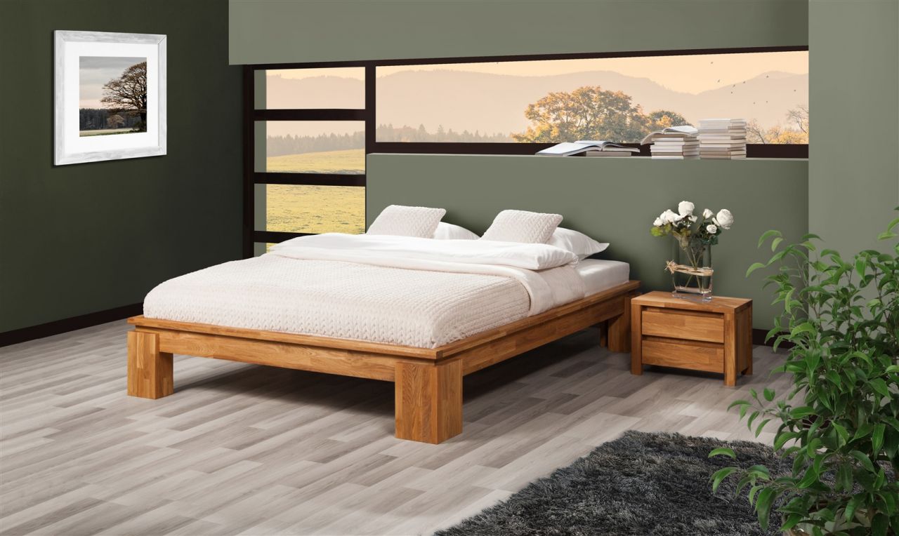Futonbett Bett Schlafzimmerbet MAISON XL Eiche massiv 160x200 cm von Fun Möbel