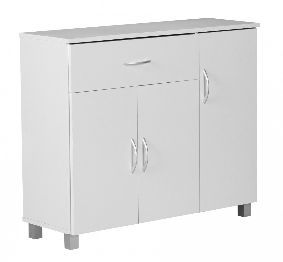 Kommode Sideboard - AMIRA - Weiss 90 x 75 cm mit 3 Türen + 1 Schublade von Fun Moebel