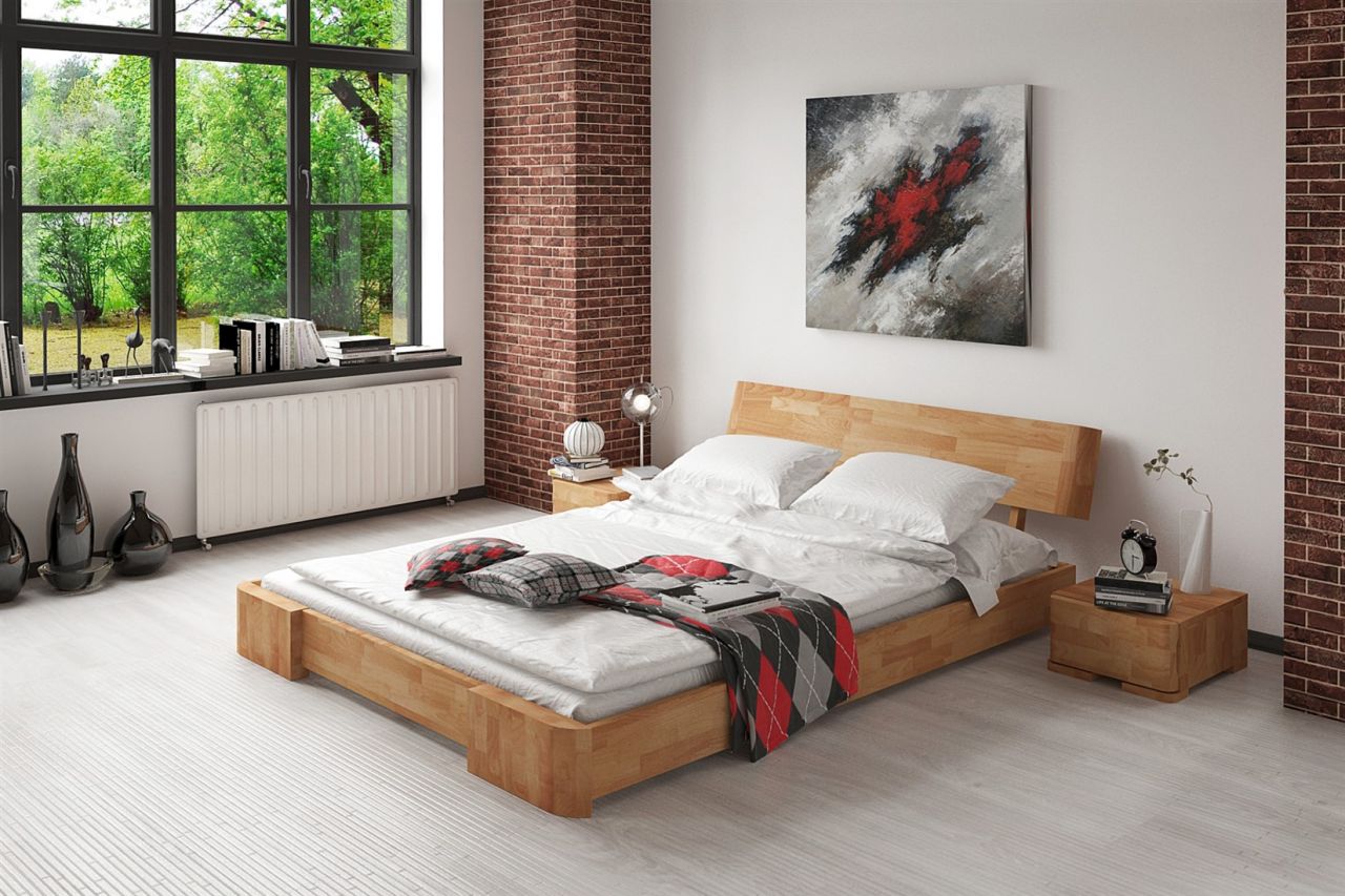 Massivholzbett Bett Schlafzimmerbett MESA Eiche massiv 120x200 cm von Fun Moebel