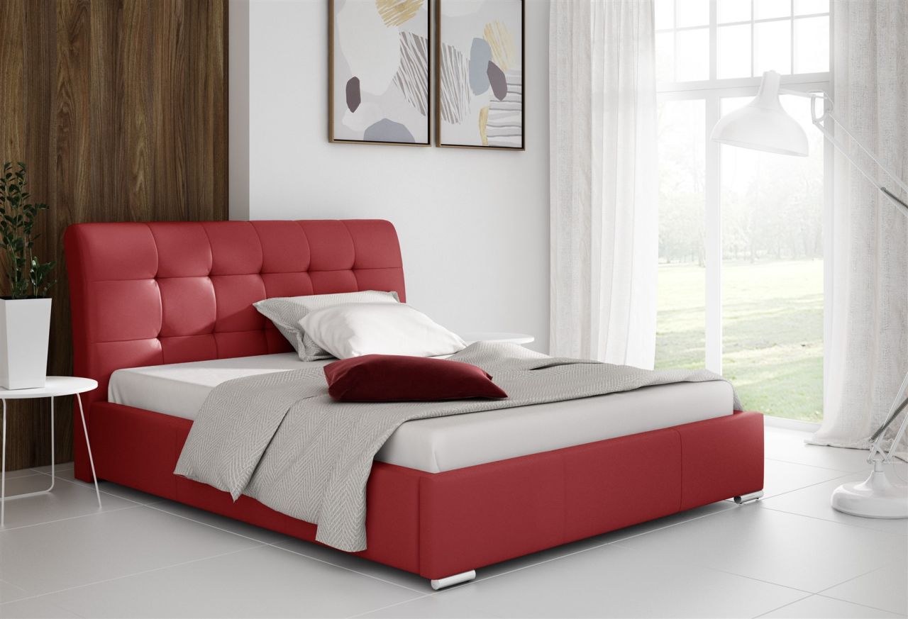 Polsterbett Bett Doppelbett MATTIS Kunstleder Soft ROT 180x200cm von Fun Möbel