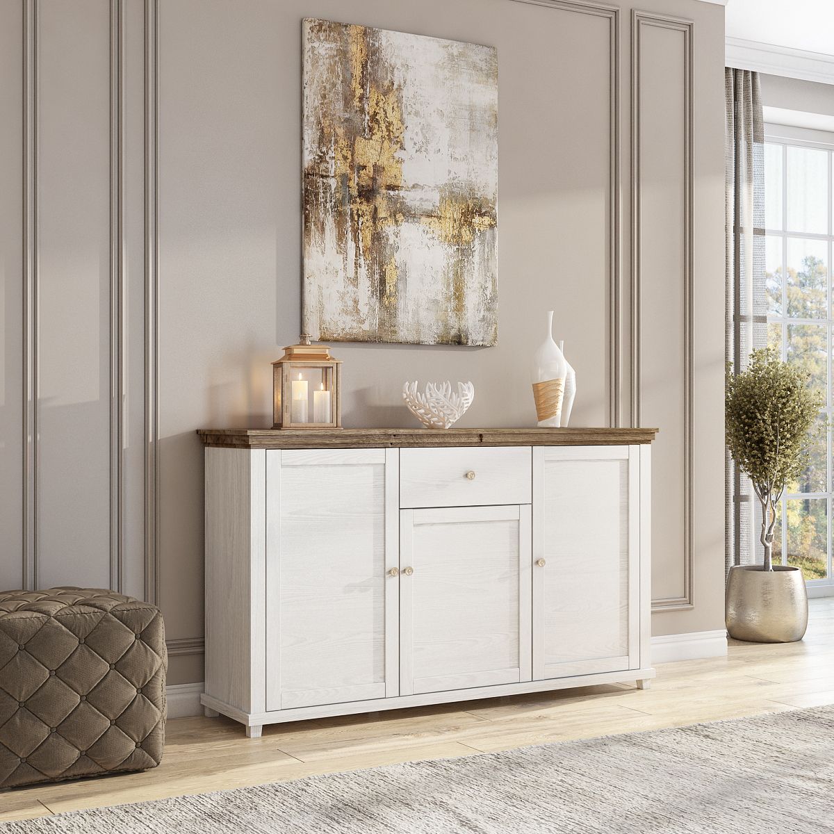 Sideboard HOME Anrichte 160 cm Weiss Abisko von Fun Moebel