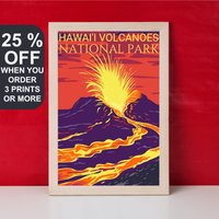 Hawaii Volcanoes National Park Poster, Usa Kunstdruck, Kilauea, Mauna Loa, Hawai'i Big Island Print, Reiseposter, Vulkan Wandkunst von FunnyStitchesCo