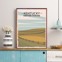 Kentucky Travel Poster, State, Rustikale Wanddekoration, Print, Art, Home Wall Büro Wanddekoration von FunnyStitchesCo