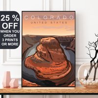 Lake Powell Travel Poster, Utah, Glen Canyon Print, Arizona Art, Utah Park, Us National Retro Horseshoe Bend Art von FunnyStitchesCo