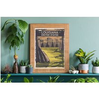 Louisiana Travel Poster, Swamp, Kunstdruck, Wall Art, Cypress Swamp Scene, Bayou von FunnyStitchesCo