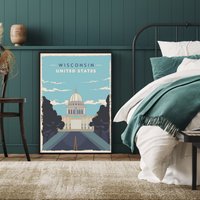 Madison Travel Poster, Reise-Plakat, Print, Wall Art, Capitol Art von FunnyStitchesCo